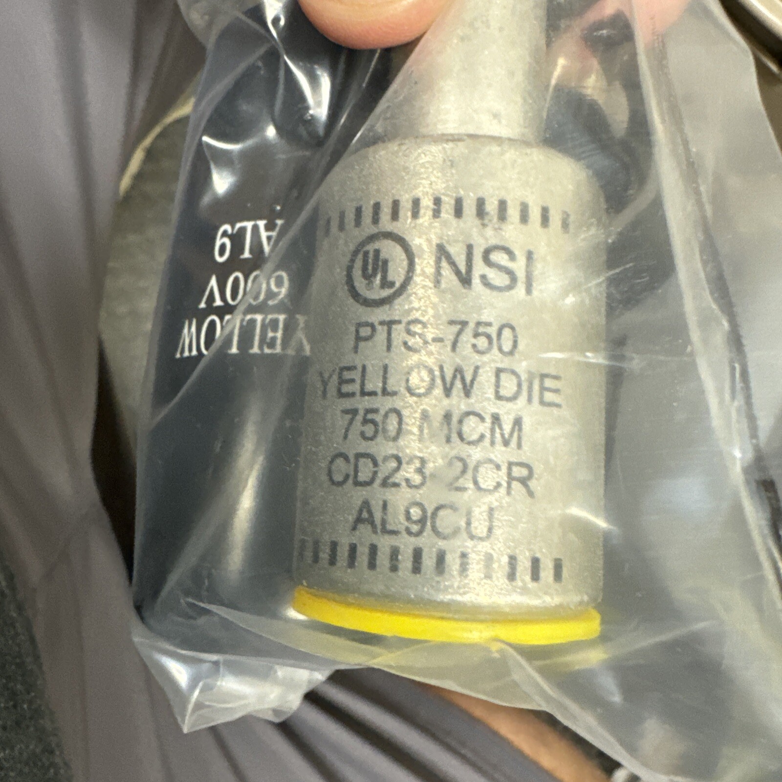 NSI PTS-750 Yellow Die 750 MCM AL9CU Solid Pin Terminal -Box Of 3