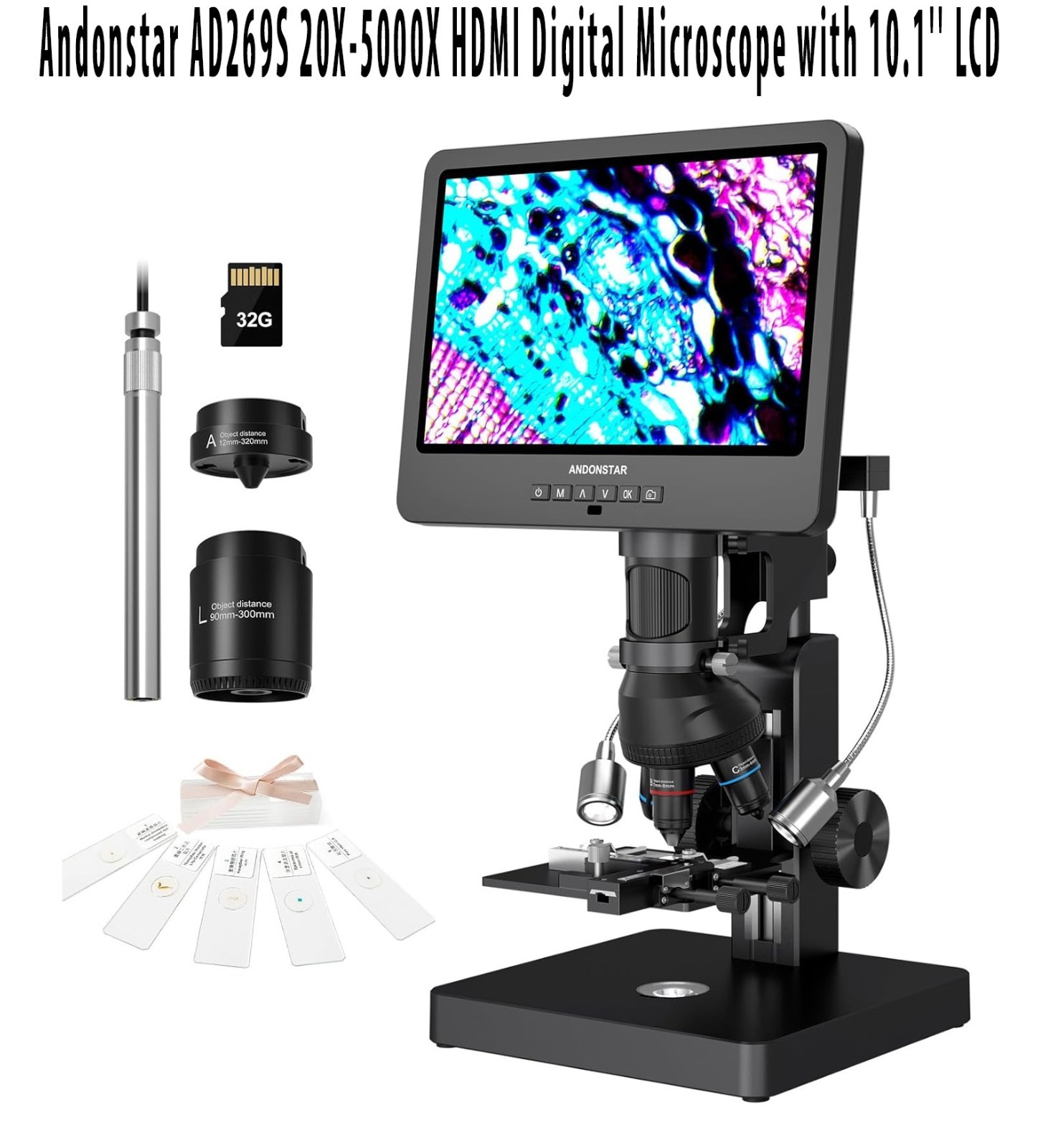 Andonstar AD269S 20X-5000X HDMI Digital Microscope with 10.1» LCD