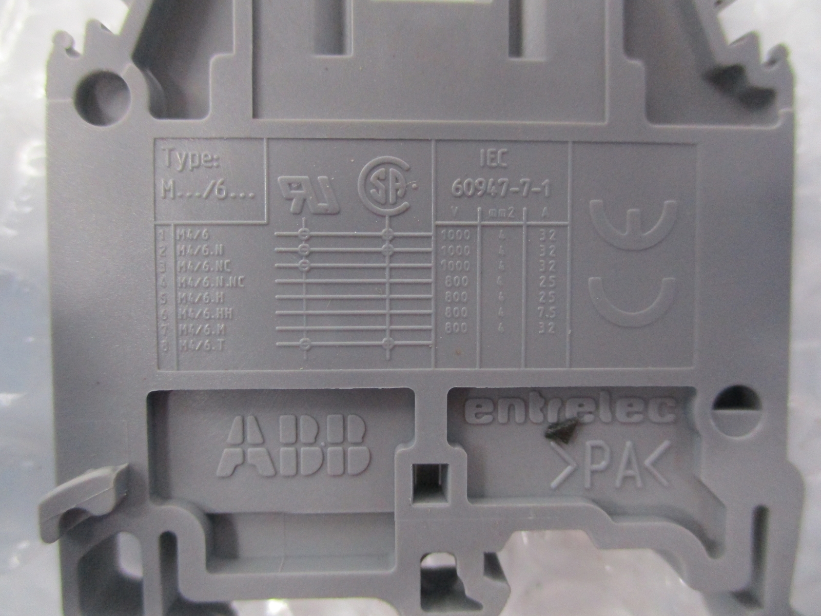 ABB ENTRELEC M…/6.. TERMINAL BLOCK GREY NSNP