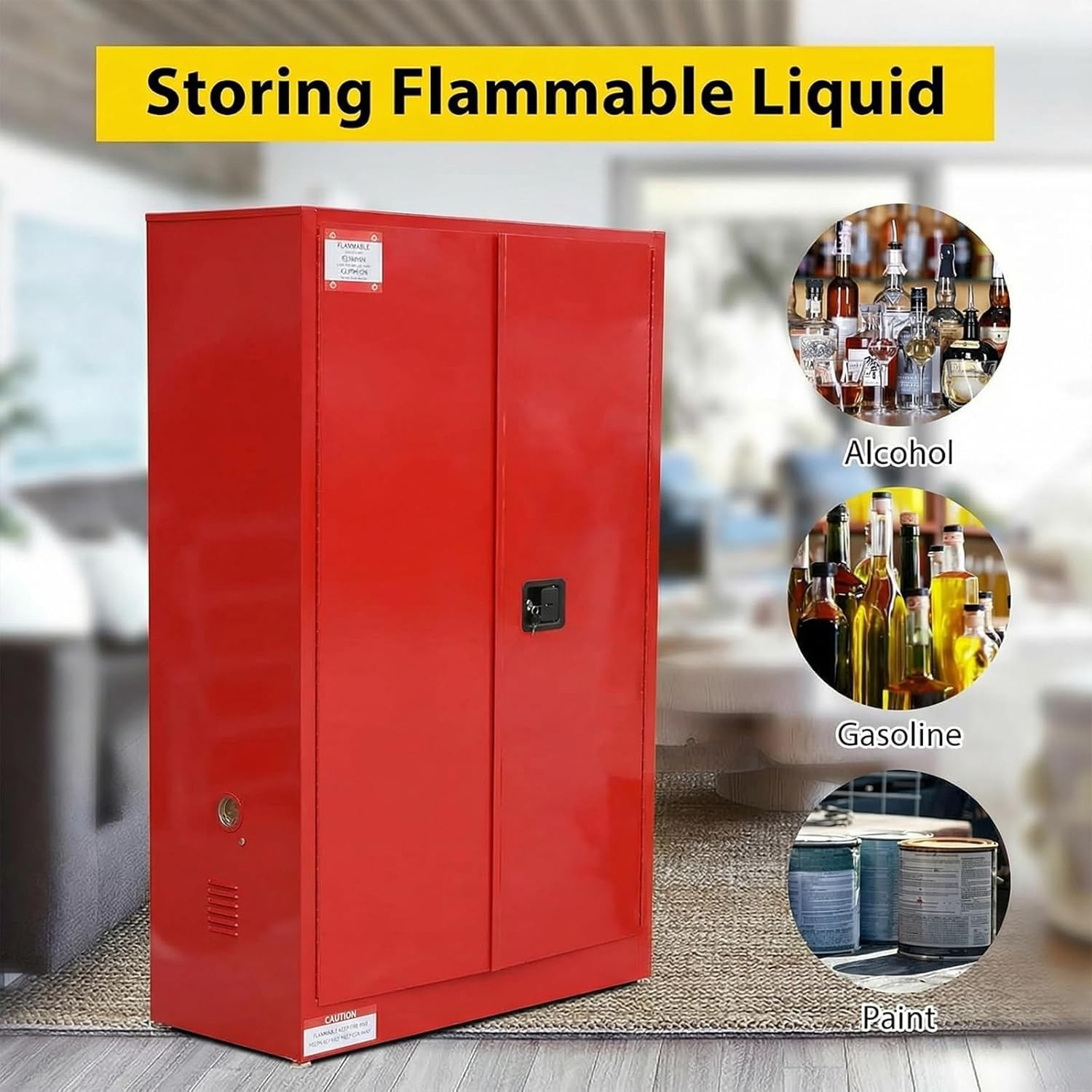 30/45/60 Gallon Flammable Liquids Storage Cabinet Fireproof Steel Safety Cabinet