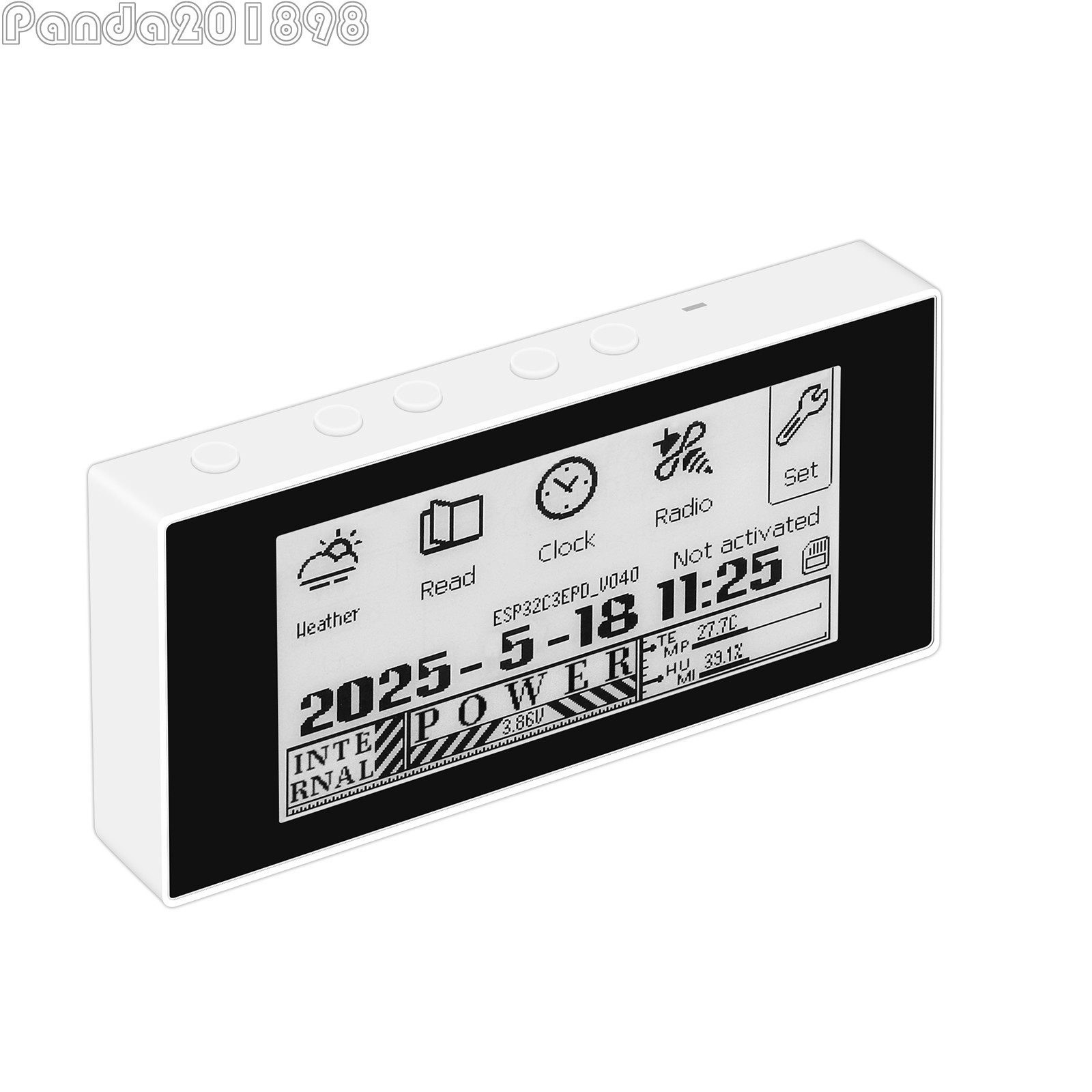 HAMGEEK RW01 Mini E-Ink Reader E-Book Reader (Black Panel) for Weather Clock