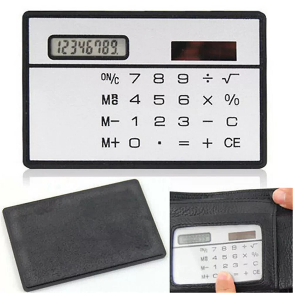 2PCS 8-Digits Ultra Thin Mini Slim Credit Card Solar Power Pocket Calculator YL