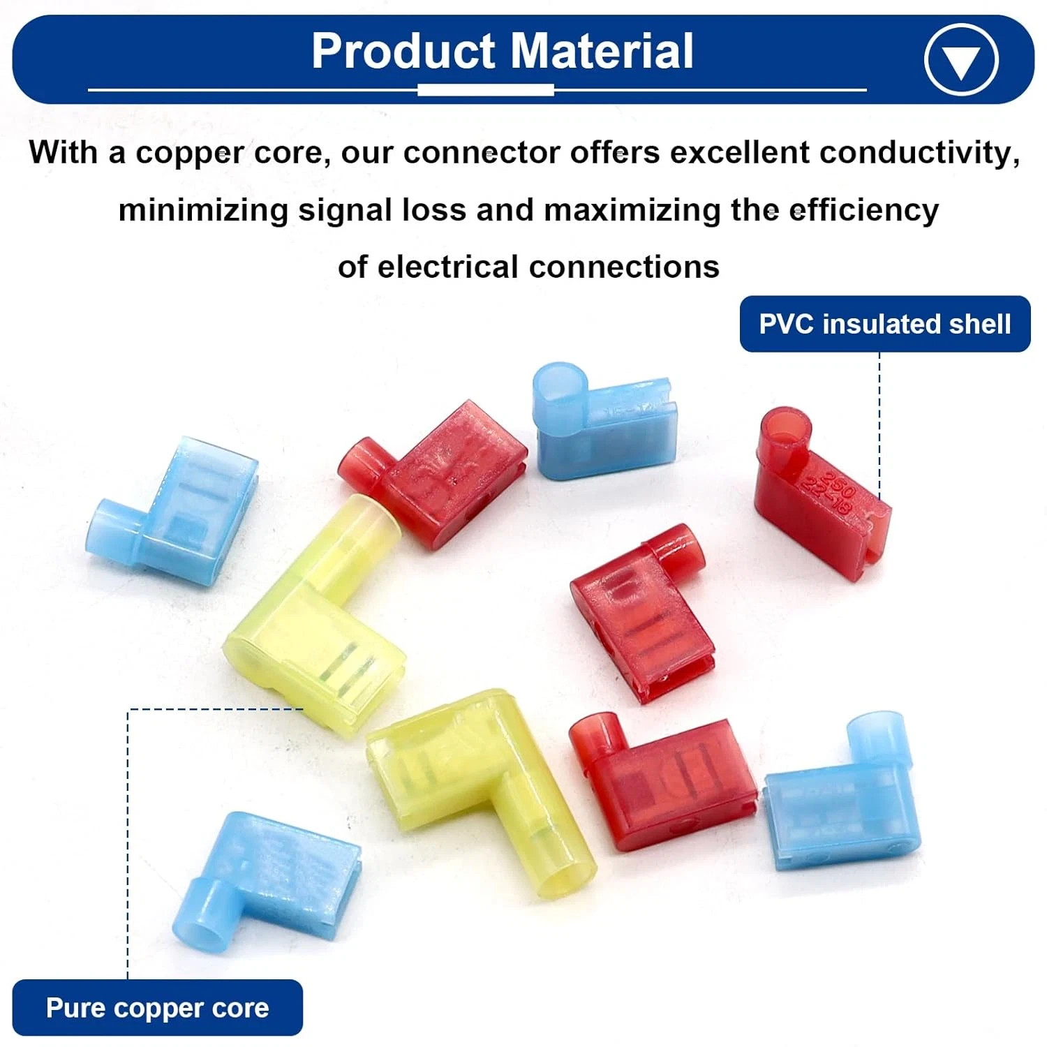 90Pcs Right Angle Spade Connector Wire Terminal Crimp Connectors Quick Disconnec