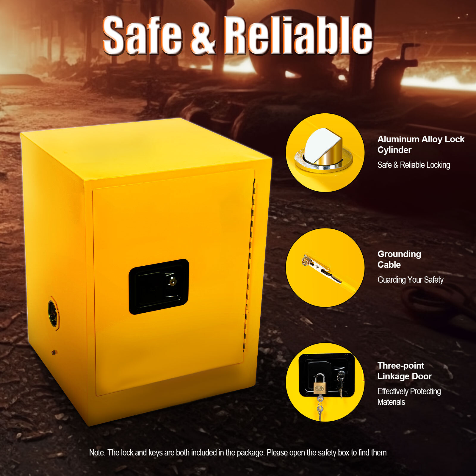 45.5L/12gal Fireproof Safety Storage Welded Cabinet Bin Flammable Liquid Storage
