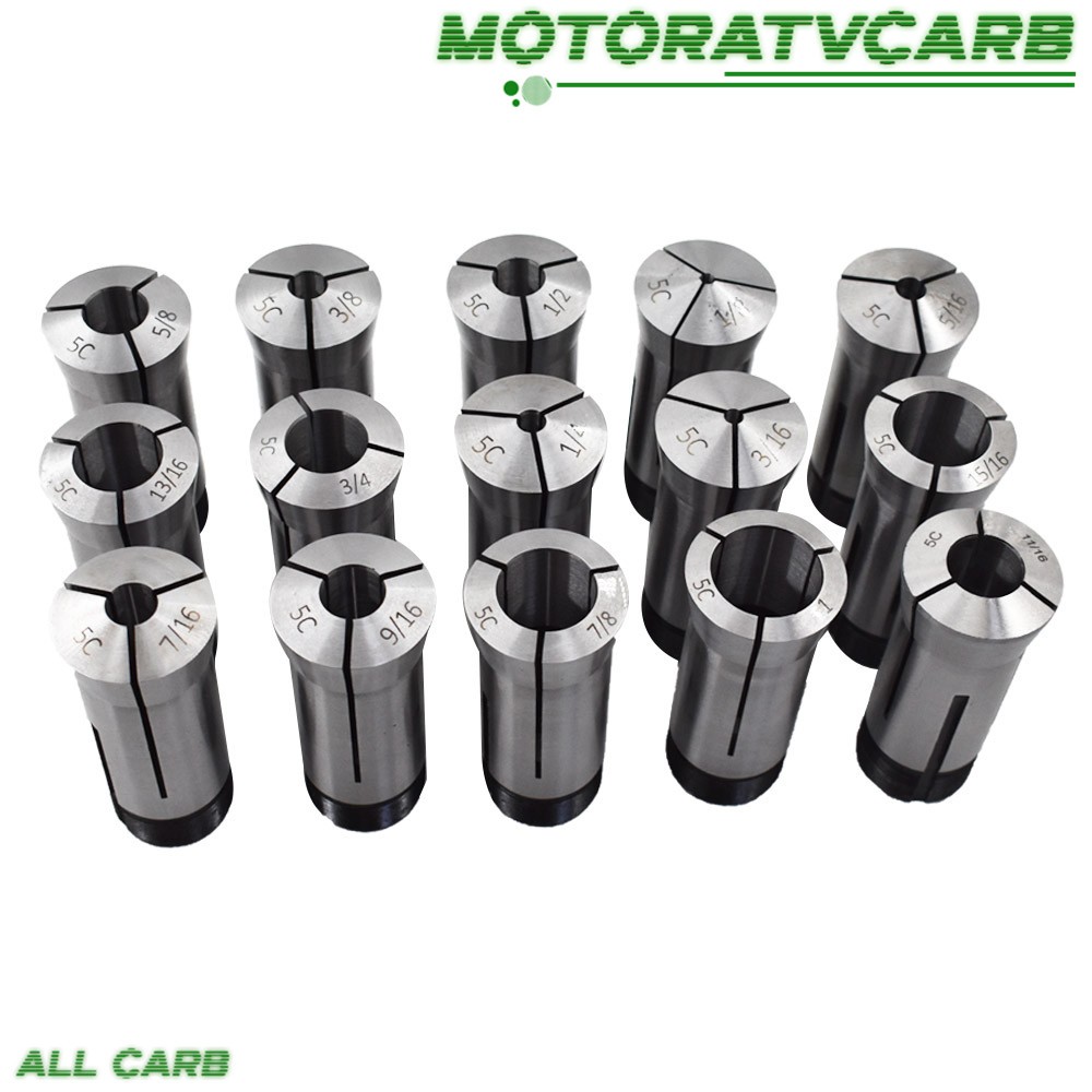 ALL-CARB 1/8″-1″ Capacity TIR 0.0005″ High Precision 5C Round Collet 15 Pack Set