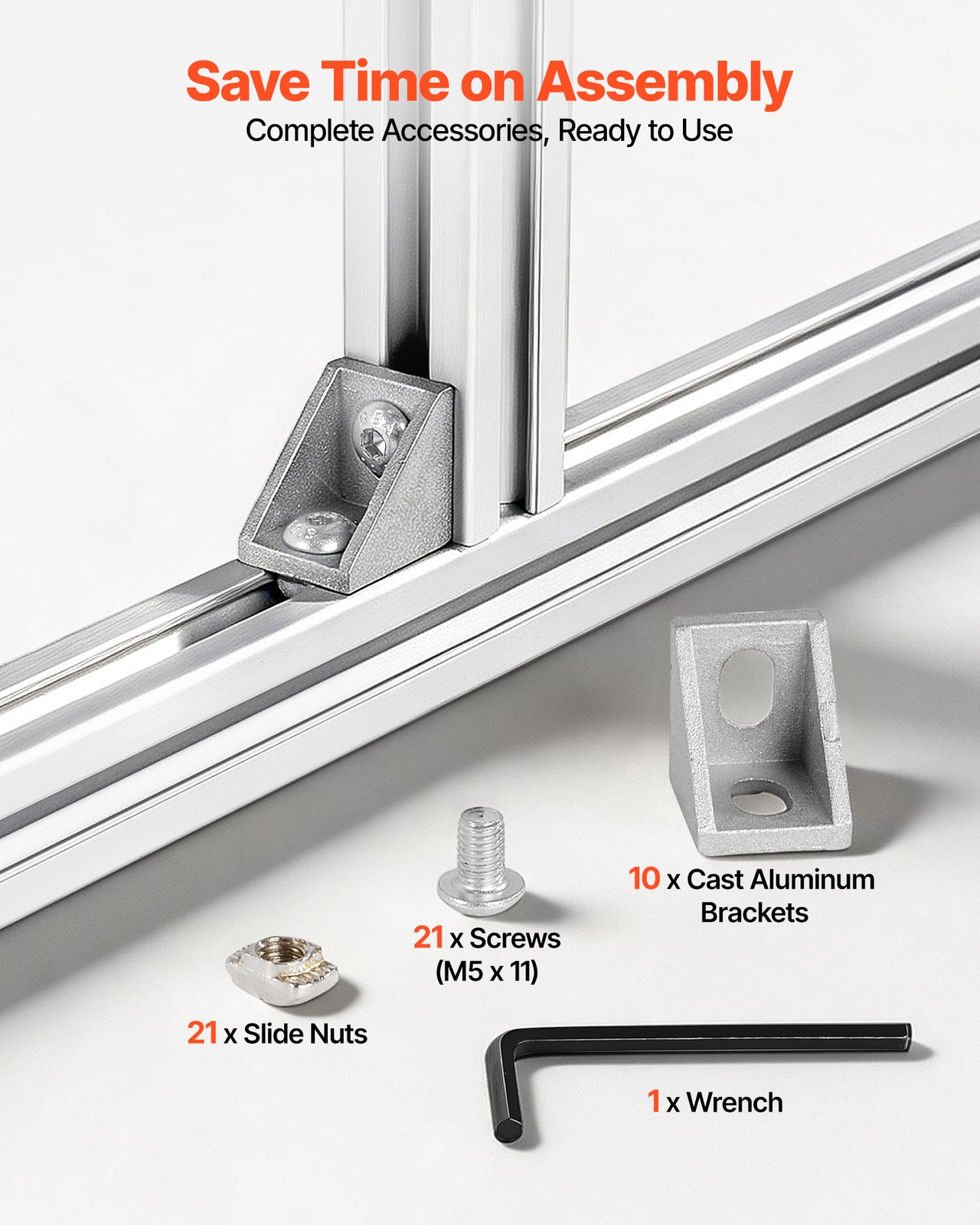 VEVOR 10PCS 2020 Aluminum Extrusion 48″ 1220 mm T Slot Anodized Linear Rail