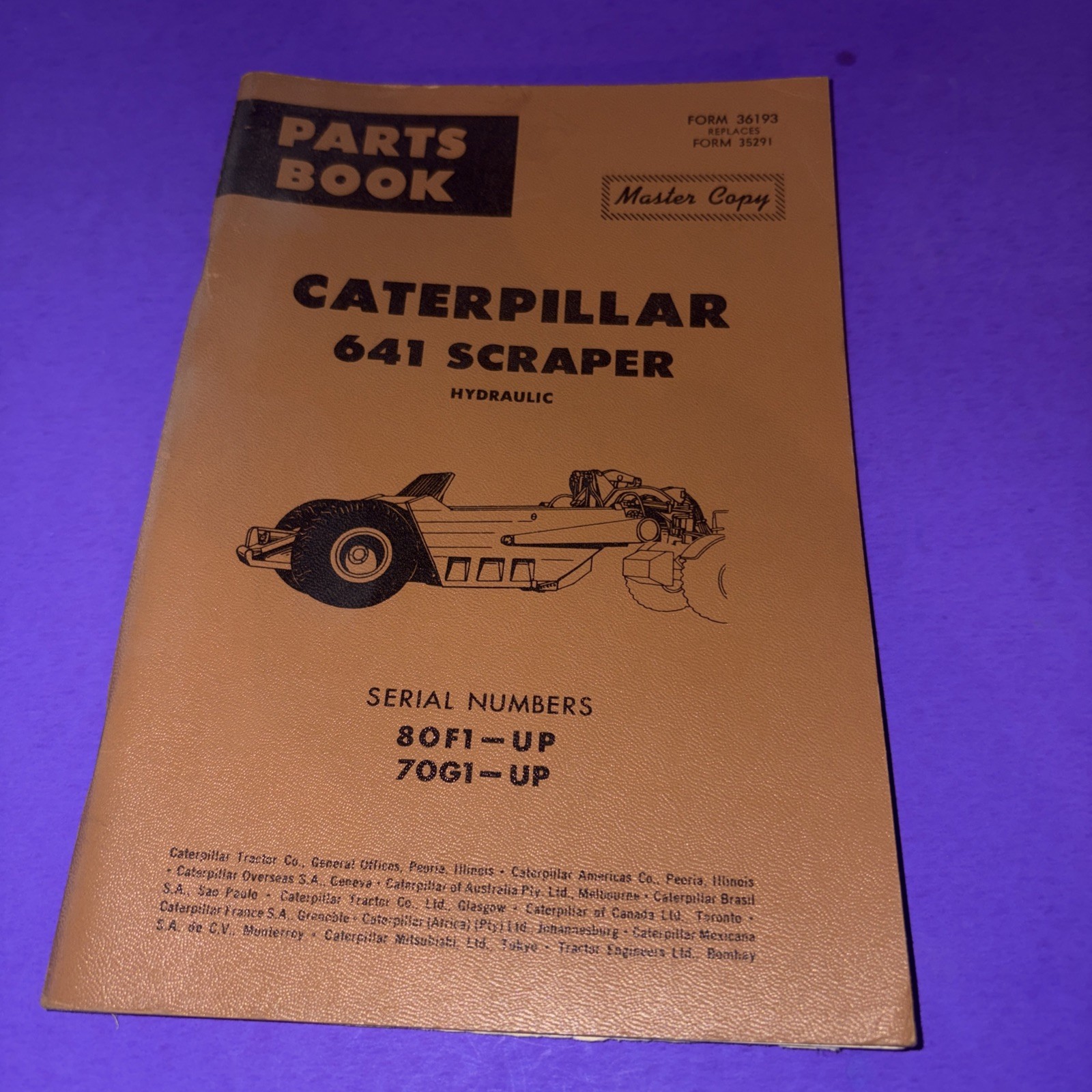 Caterpillar 641 Hydraulic Scraper Parts Boom Form 36193