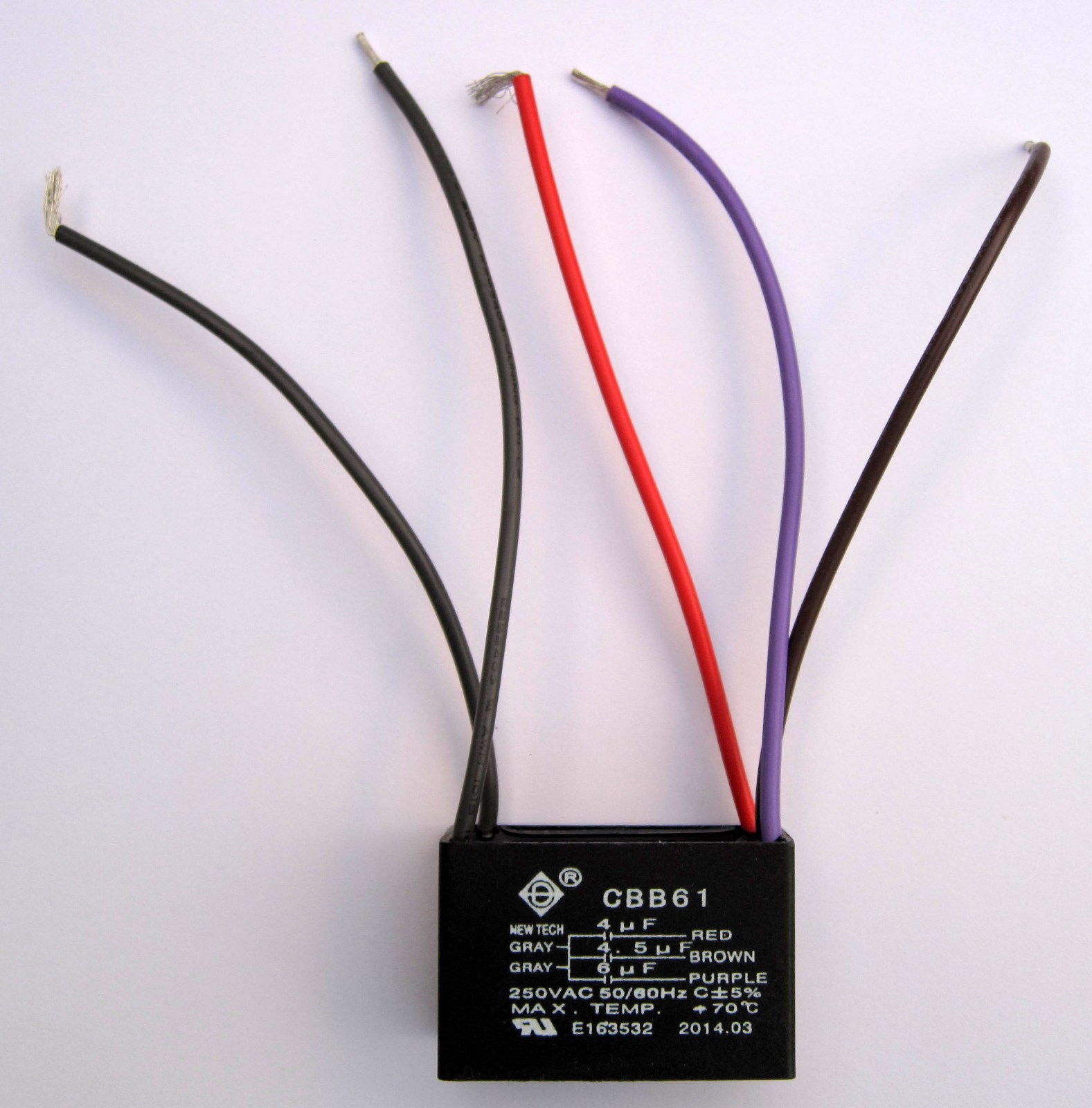 CEILING FAN CAPACITOR CBB61 4uf+4.5uf+6uf 5 WIRE