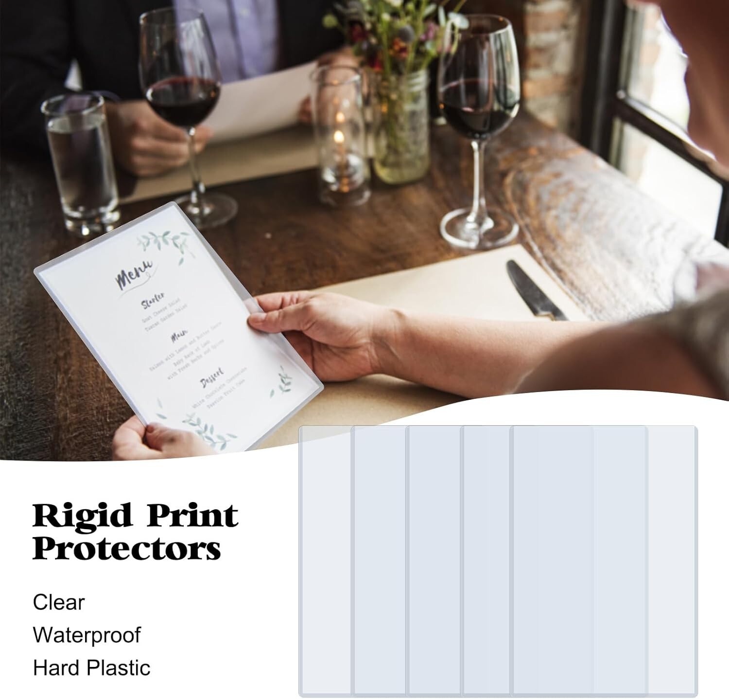 6 Pack 8.5″ x 11″ Rigid Print Protectors, Clear Waterproof Hard Plastic Page …