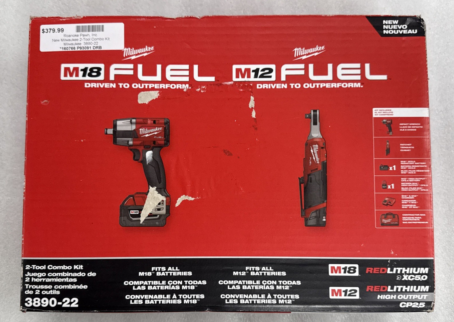 Milwaukee 3890-22 M18 FUEL & M12 FUEL 2-Tool Combo Kit-Brand NEW-6502h-6504h