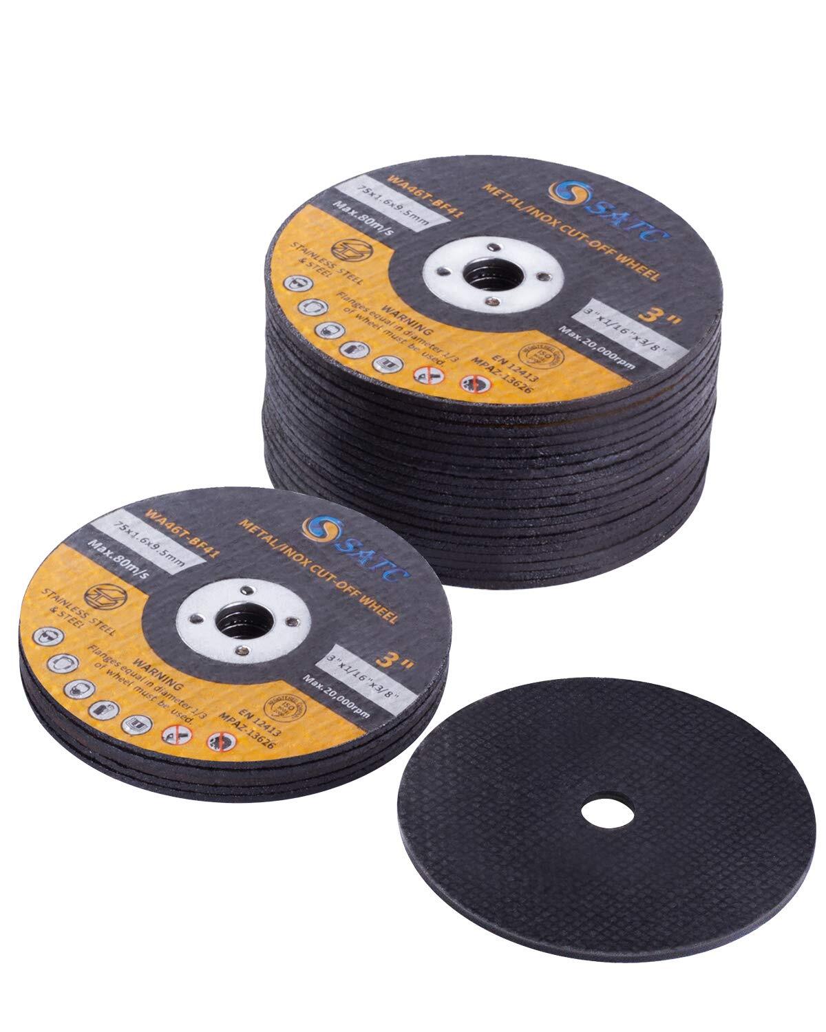25 Pack 3″x1/16″x3/8″ Cut-off Wheel 3 inch Metal & Stainless Steel Cutting Discs