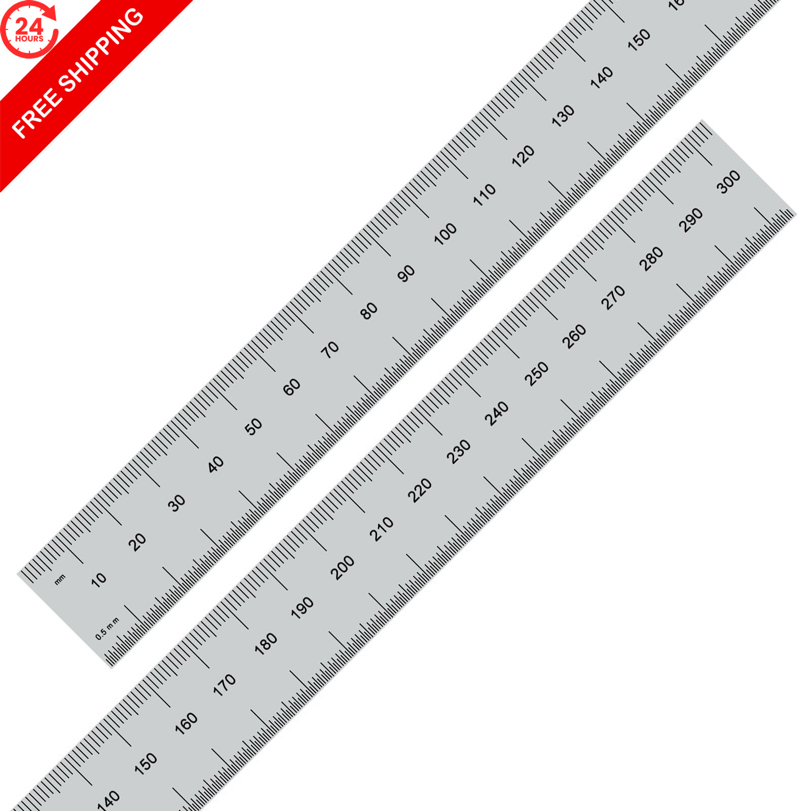PEC Tools 12″/300mm Rigid Metal Ruler, High-Quality Machinist 12″,