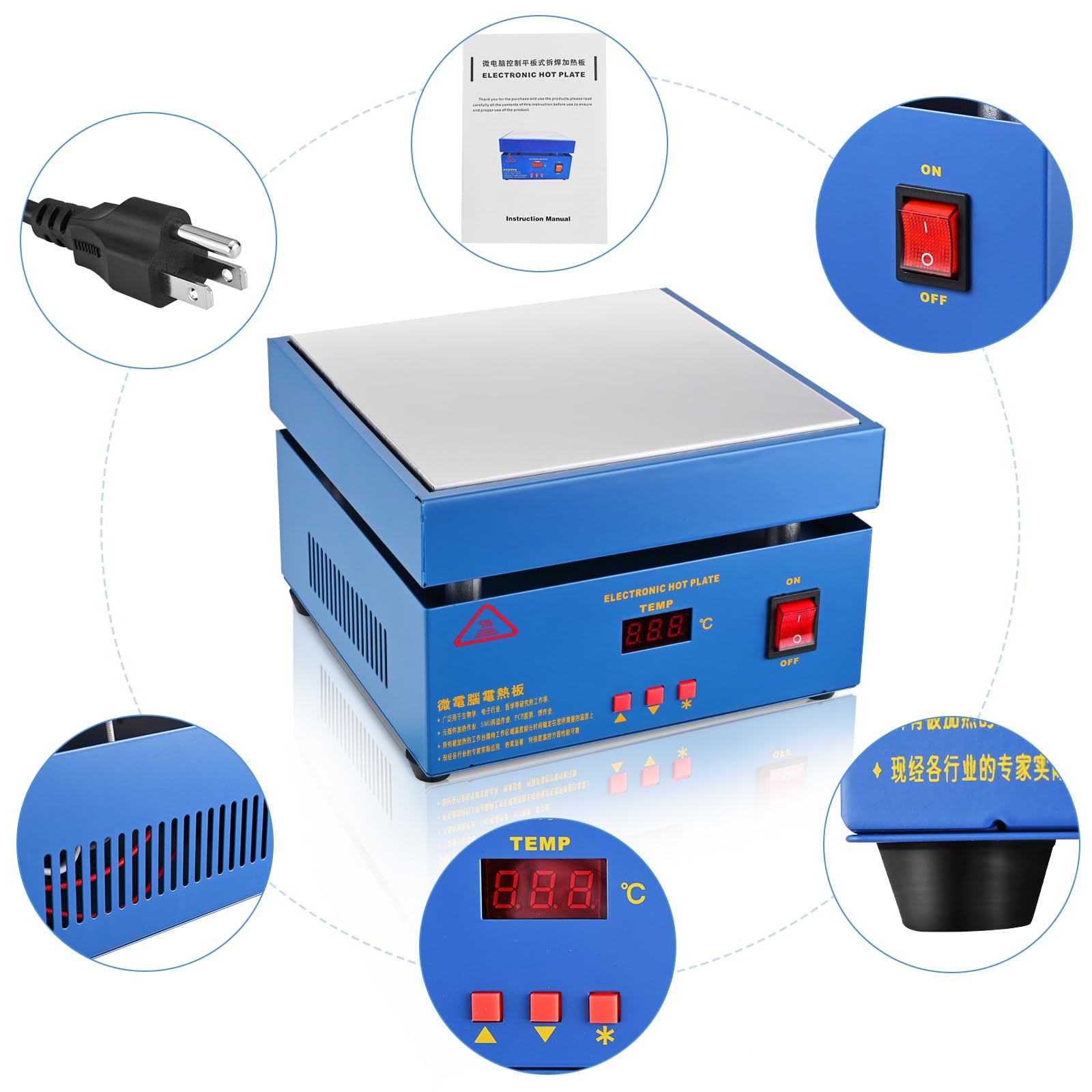 Upgraded 110v 850w Soldering Hot Plate Led Microcomputer Electric Preheat Solder