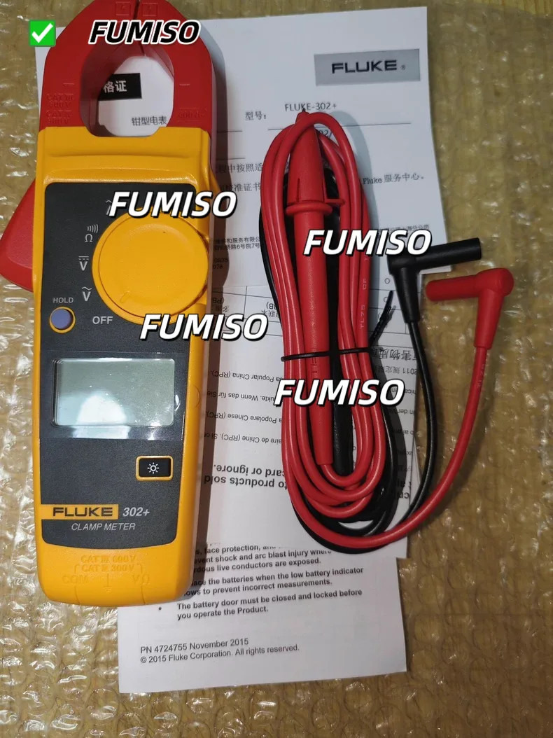1 pcs Fluke 302+ AC Current AC/DC Voltage Digital Clamp Meter with Carrying Case