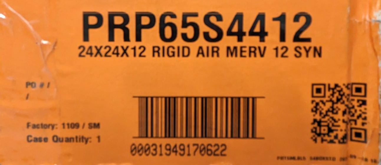 PRECISIONAIRE Pleated Air Filter Rigid Box 24" x 24" x 12" Merv