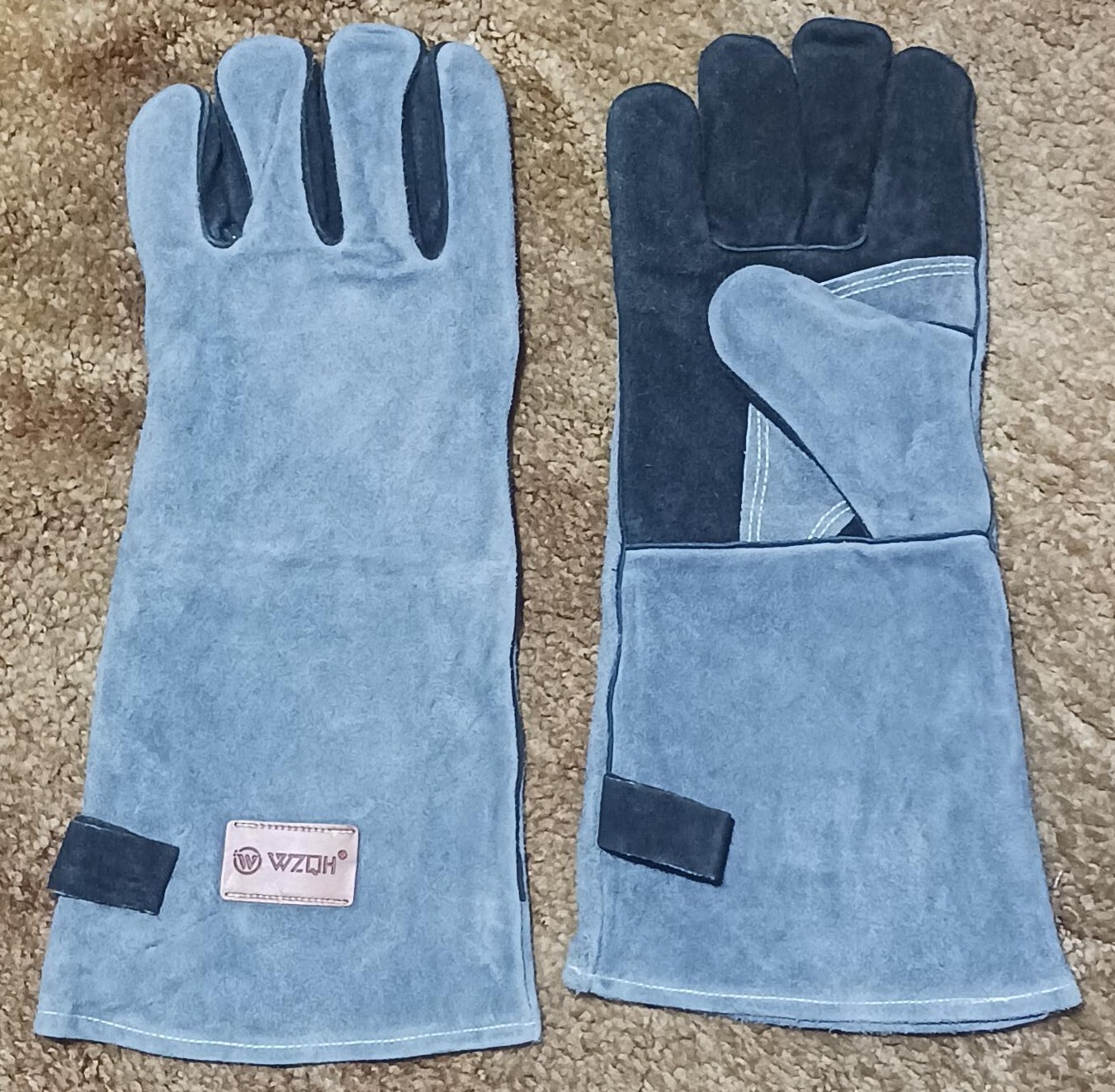WZQH 16 inch Black & Blue Gray Welding Gloves NIP- 2019