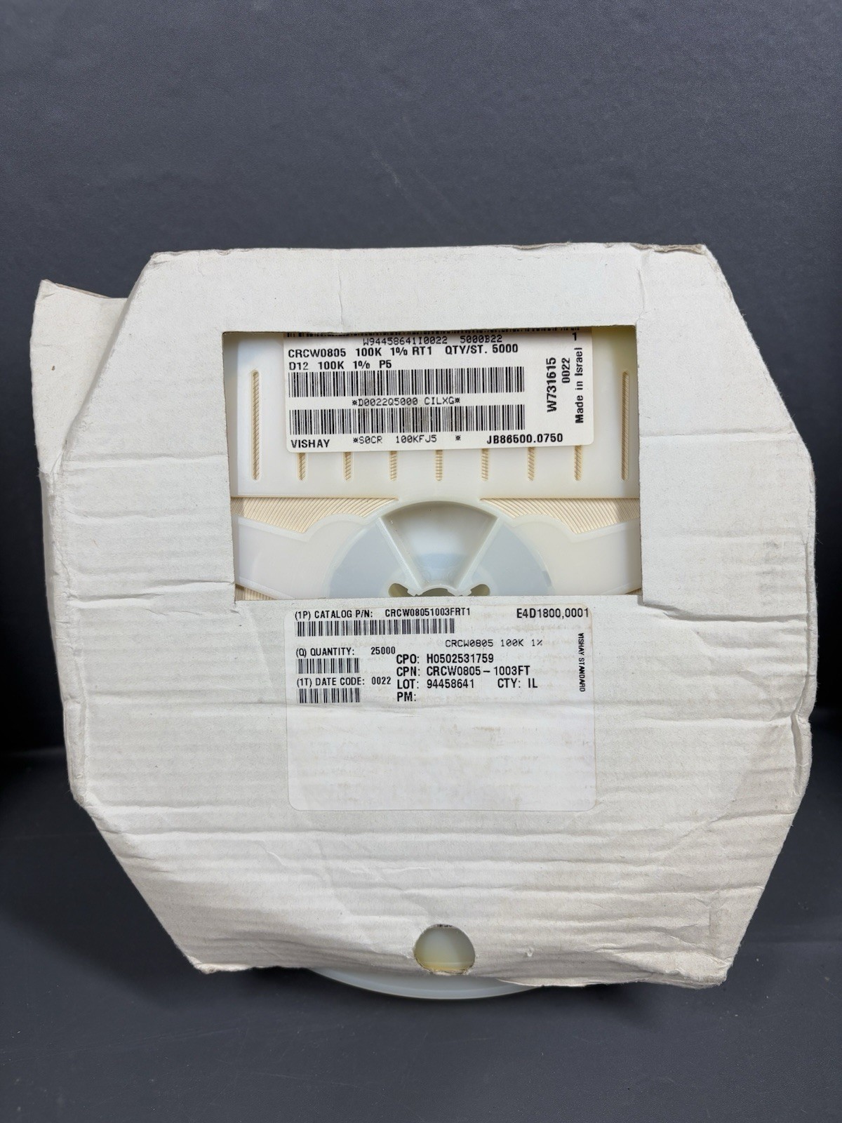 Vishay CRCW0805 100k Ohm 1% SMD Resistors Tape Reel Lot 5000