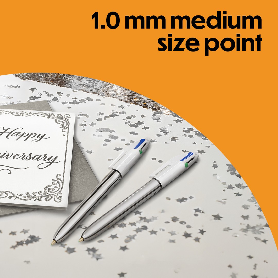 BIC 4 Color Shine Retractable Ballpoint Pen, 1.0 mm Point, 6-Count