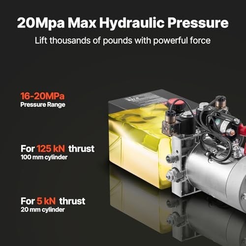 VEVOR 12V Hydraulic Power Unit Pump, 4 Qt Double Acting Dump Trailer