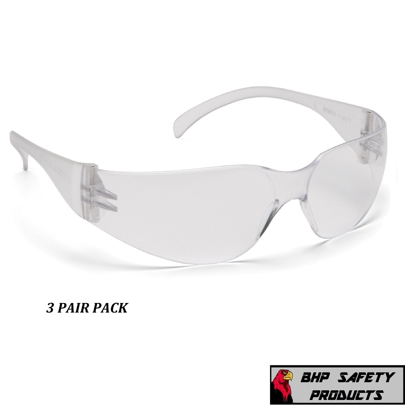(3 PAIR) PYRAMEX INTRUDER SAFETY GLASSES CLEAR LENS WORK SPORT EYEWEAR S4110S