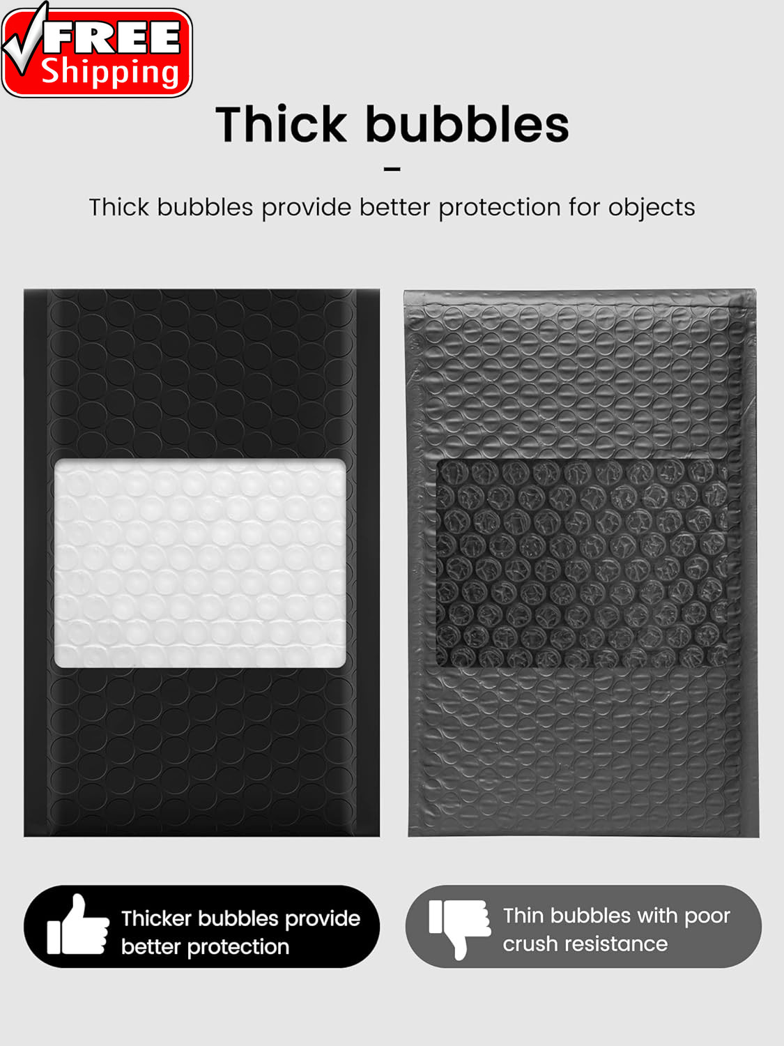 Black Bubble Mailers 4X8 Inches 50 Pack, Usable Size 4X7″ Bubble Envelopes for S