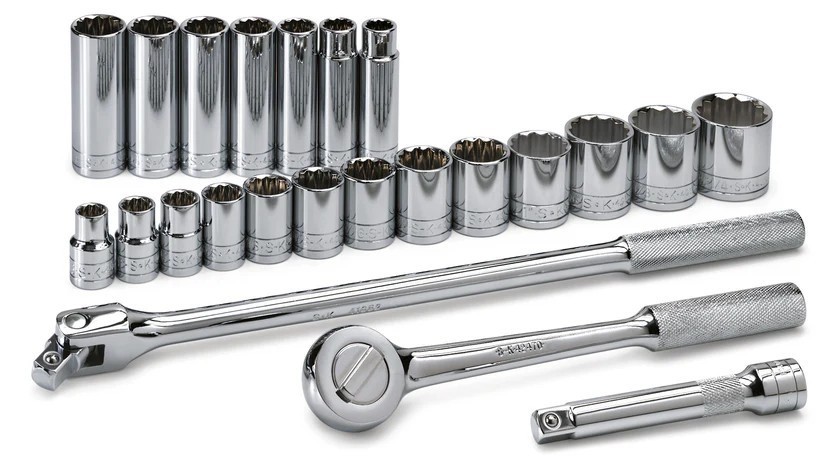SK Tools 4123 23 Piece 1/2″ Drive 12 Pt Std and Deep SAE Socket Set