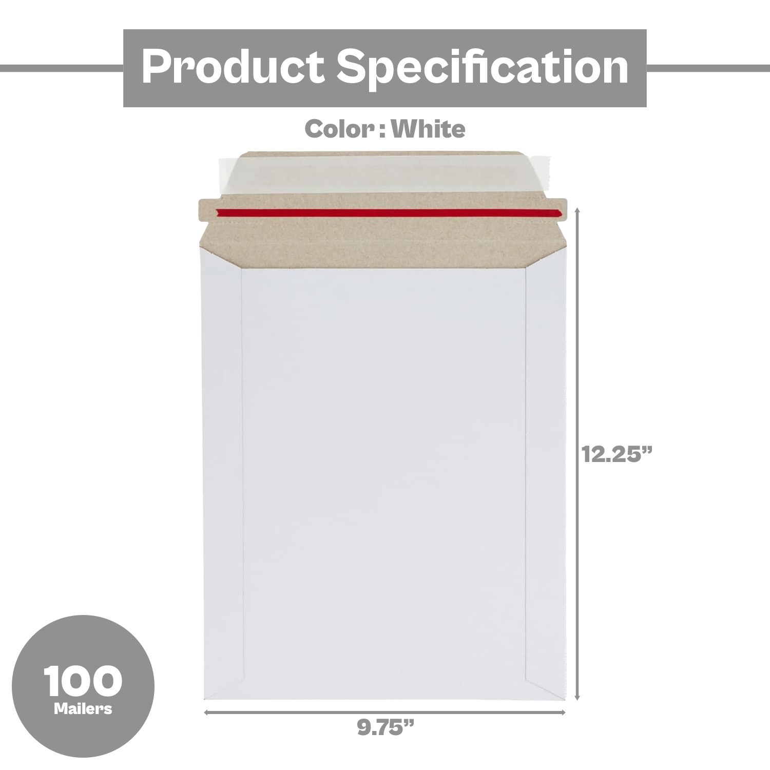 9.75×12.25 White Rigid Photo Document Mailers Mailing Envelopes 28 pt.100 Pcs