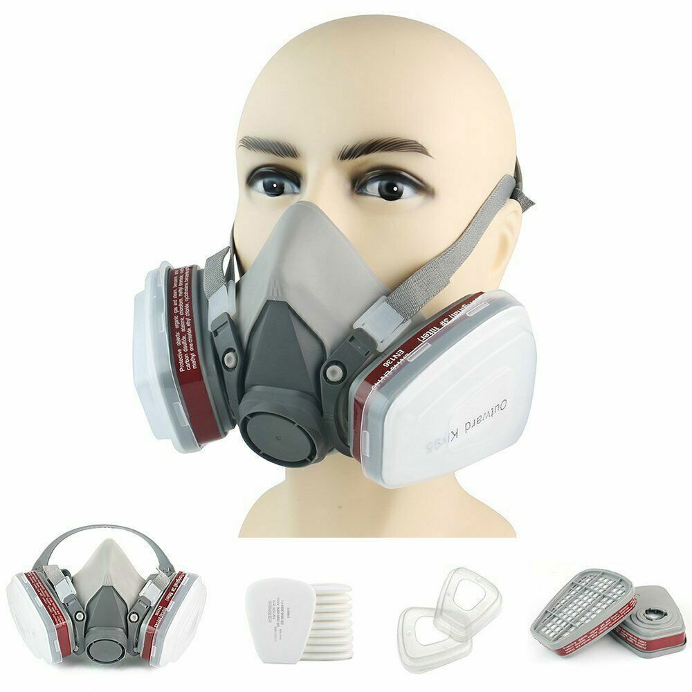 Half Face Respirator Gas Mask Facepiece Spray Painting Safety Glasses For 6200