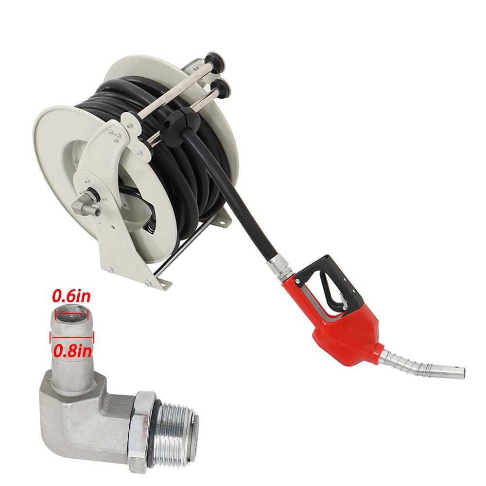 Diesel Hose Reel 3/4″ × 50′ Auto Refueling Nozzle Gun Fuel Hose Reel Retractable