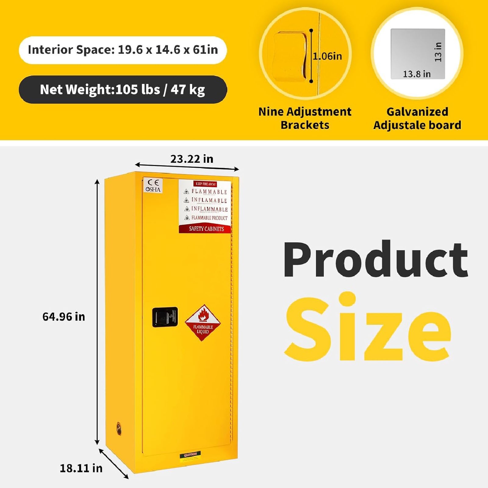 12/45/60/80 Gal Flammable Liquids Storage Cabinet Fireproof Cabinet for Factory