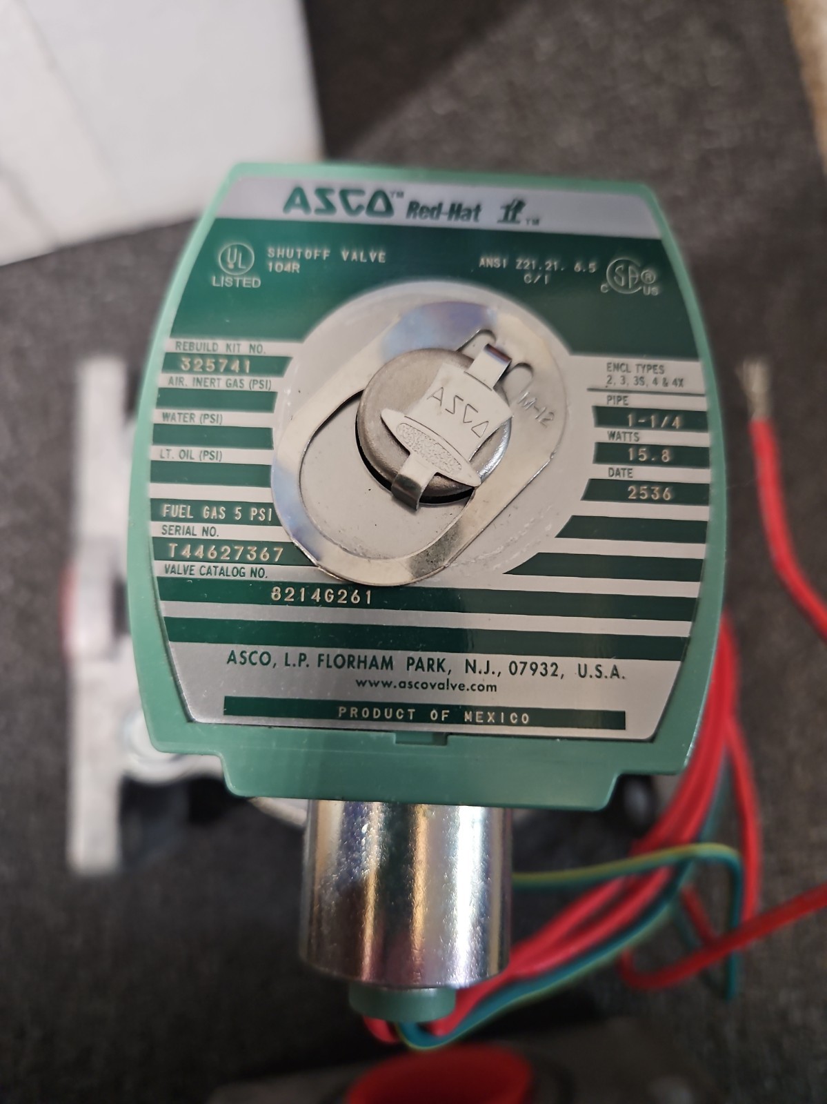 Redhat 8214G261 12V Dc Aluminum Fuel Gas Solenoid Valve.