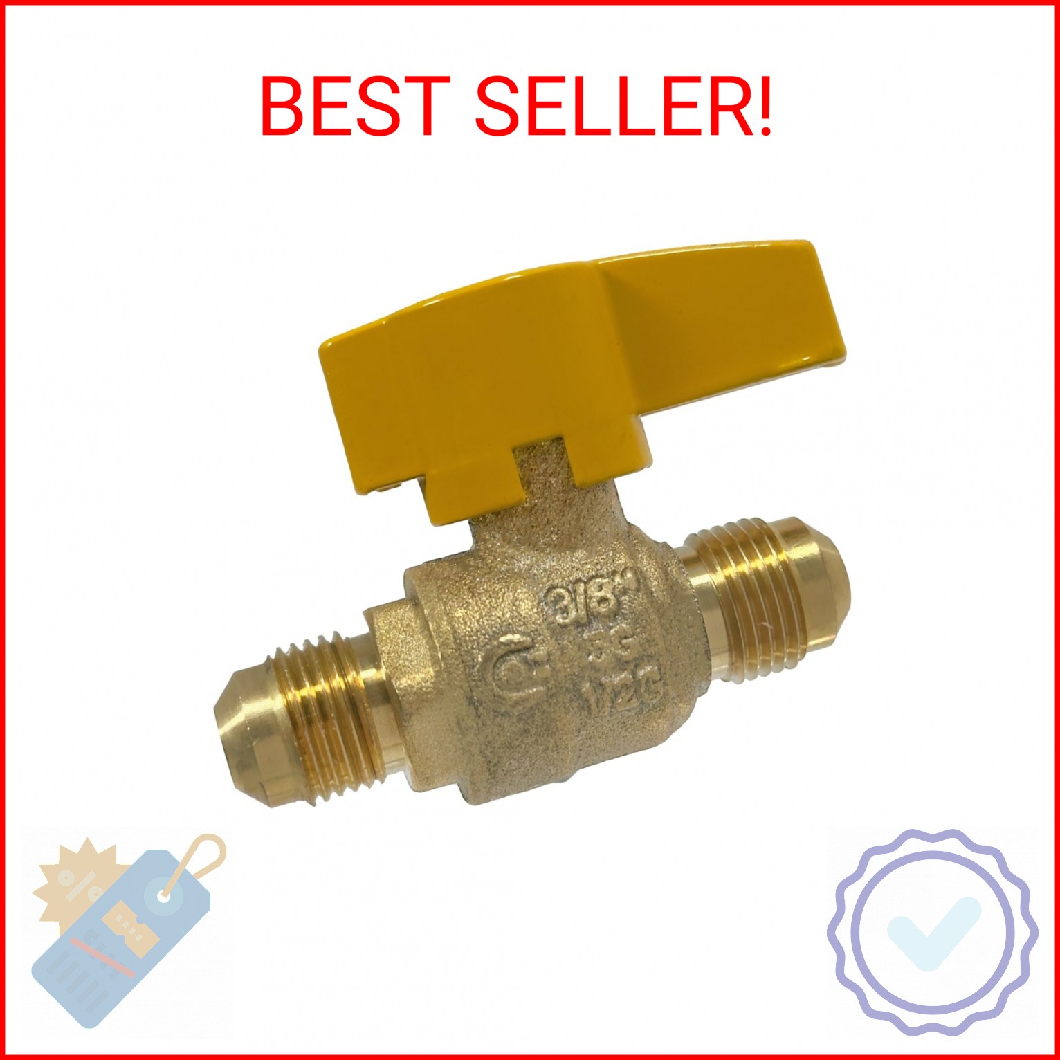XFITTING 3/8 inch Flare X 3/8 inch Flare Gas Valve, 1/4 inch Turn – Propane and