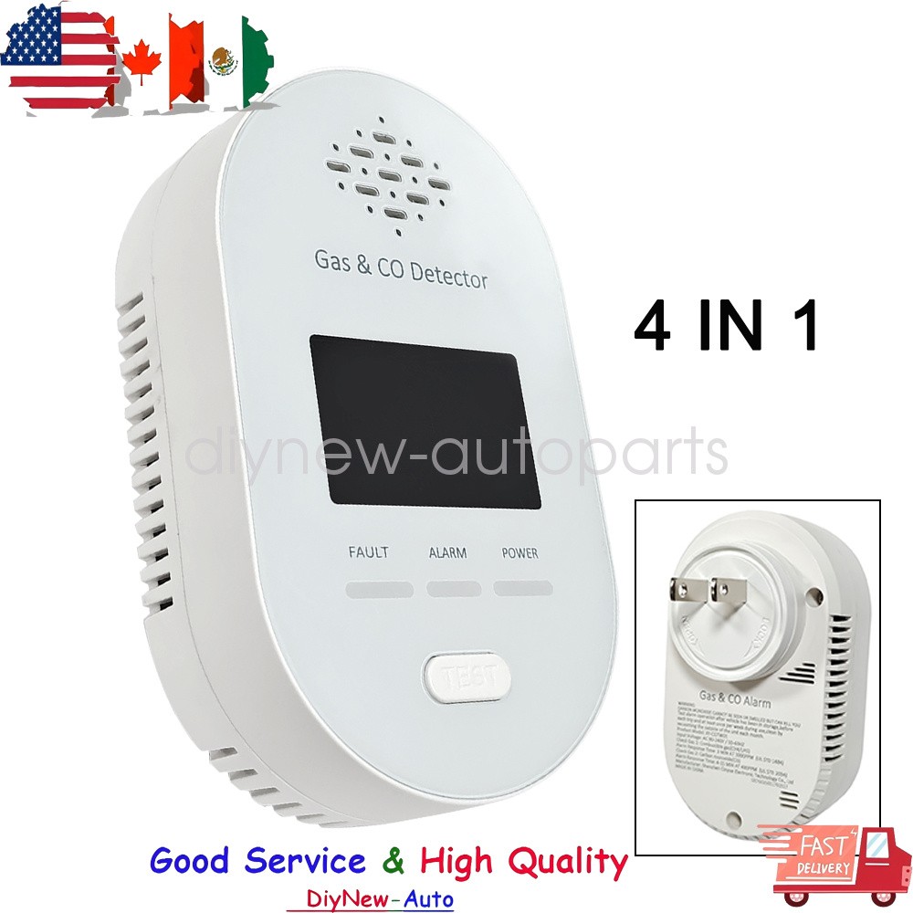 Portable 4-in-1 CO Detector For Smoke & Natural Gas, Plug-in Safety Alarm
