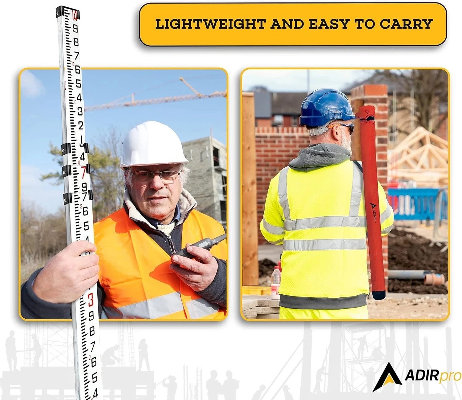 14 ft Telescoping Aluminum Leveling Rod with Bubble Level & Case