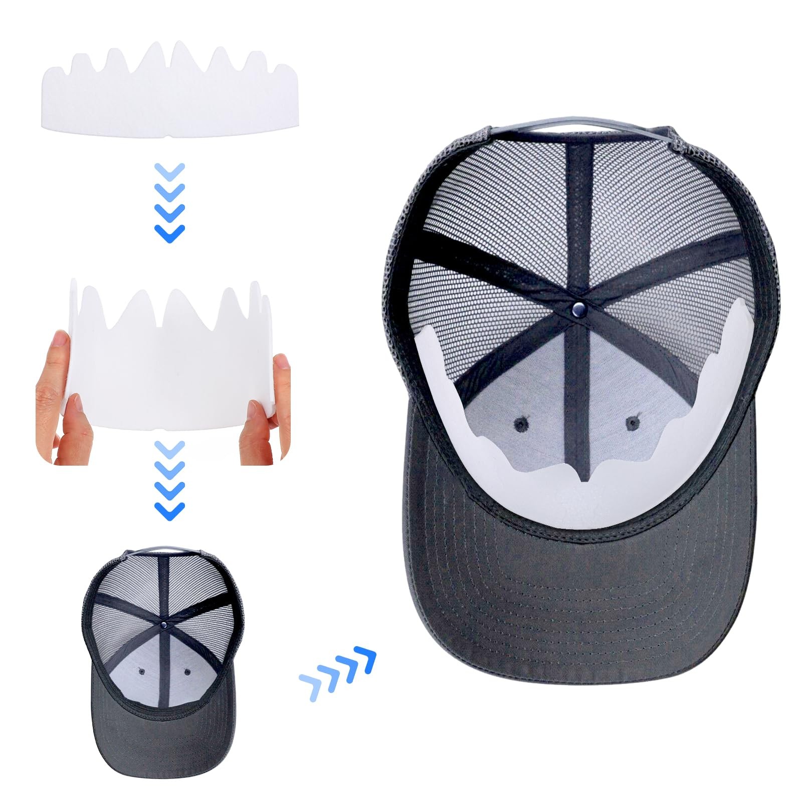 YUXIANLB 6 Pcs White Baseball Caps Inserts Shapers, Flexible Washable Reusabl…