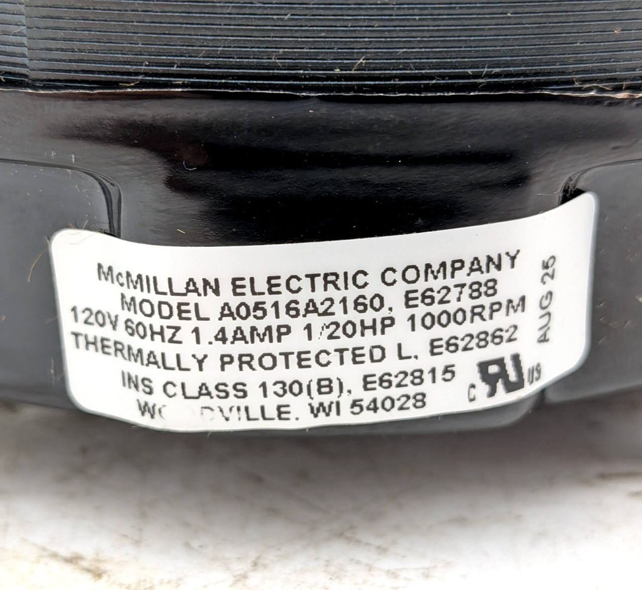 McMillan A0516A2160 Fan Motor 120V 1.4A 1/20 HP 1000 RPM Dayton 1VLC5