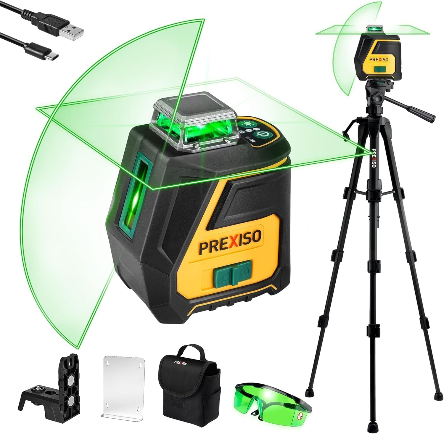 PREXISO 360 Laser Level with Tripod – IP54 Rechargeable Wide Angle Vertical NEW