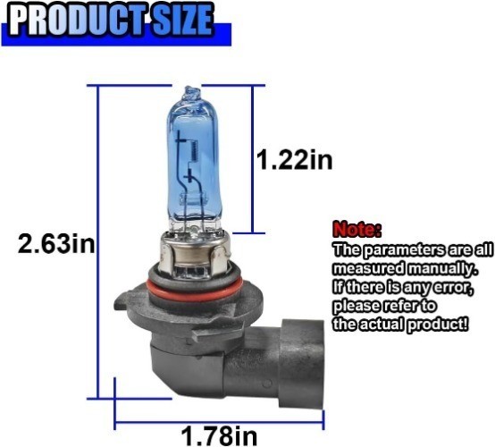 2PCS HB3/9005 12V 65W White Halogen Bulbs, High/Low Beam Headli Size: HB3/9005