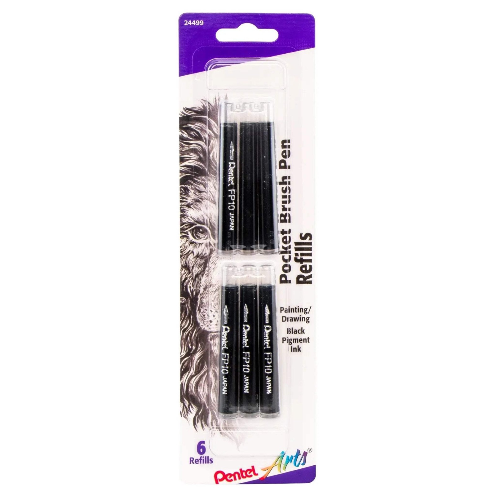 Pocket Brush Pen Refills – Black 6 Pack