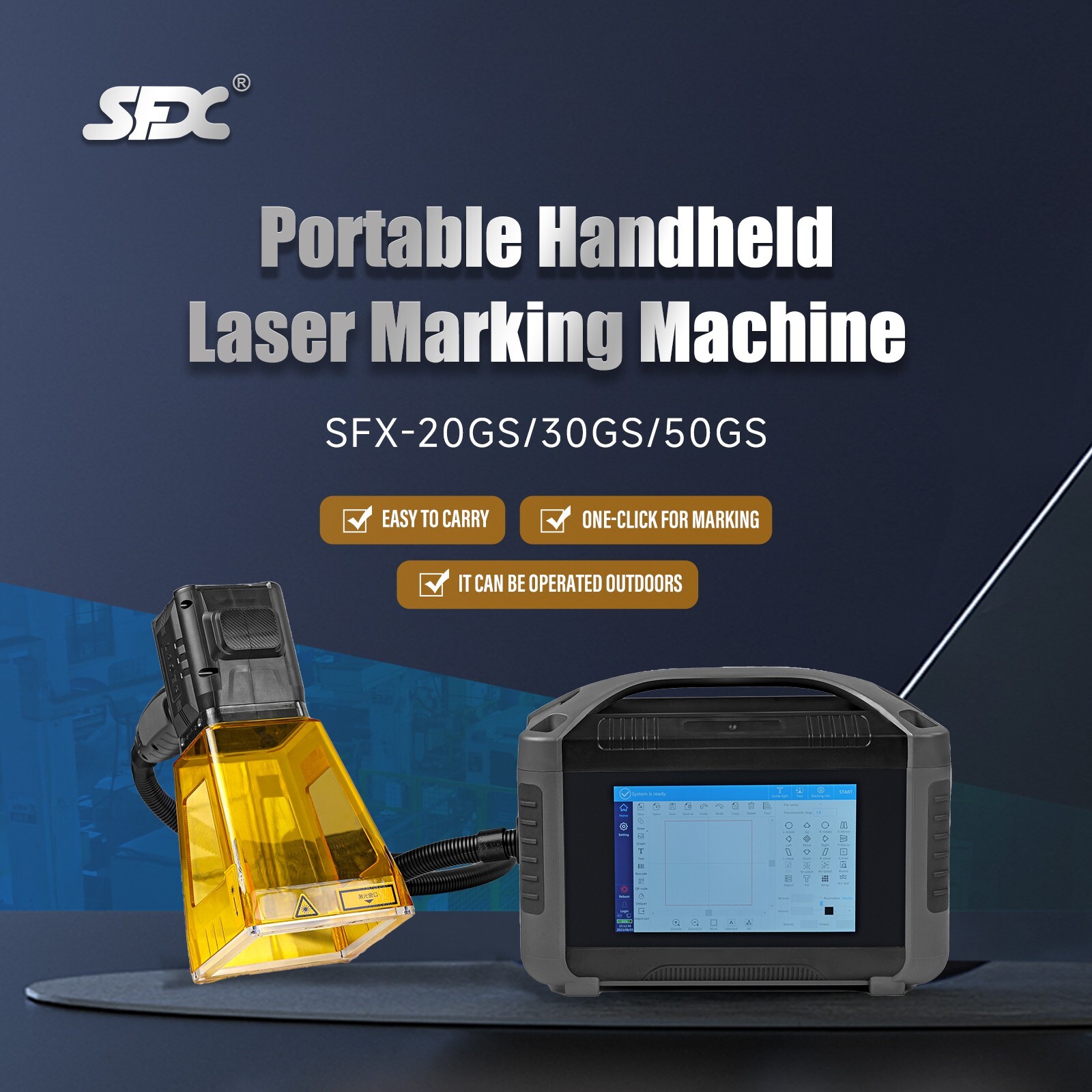 US 30W Laser Marking Machine Laser Engraver with 100*100mm Lens without Battery
