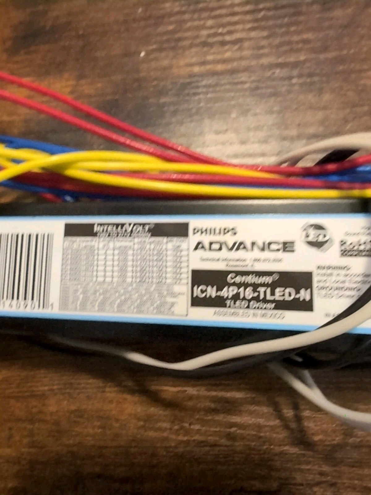 ADVANCE CENTIUM Intellivolt 4 Lamp LED T8 Driver,120V to 277 VAC ICN-4P16-TLED-N