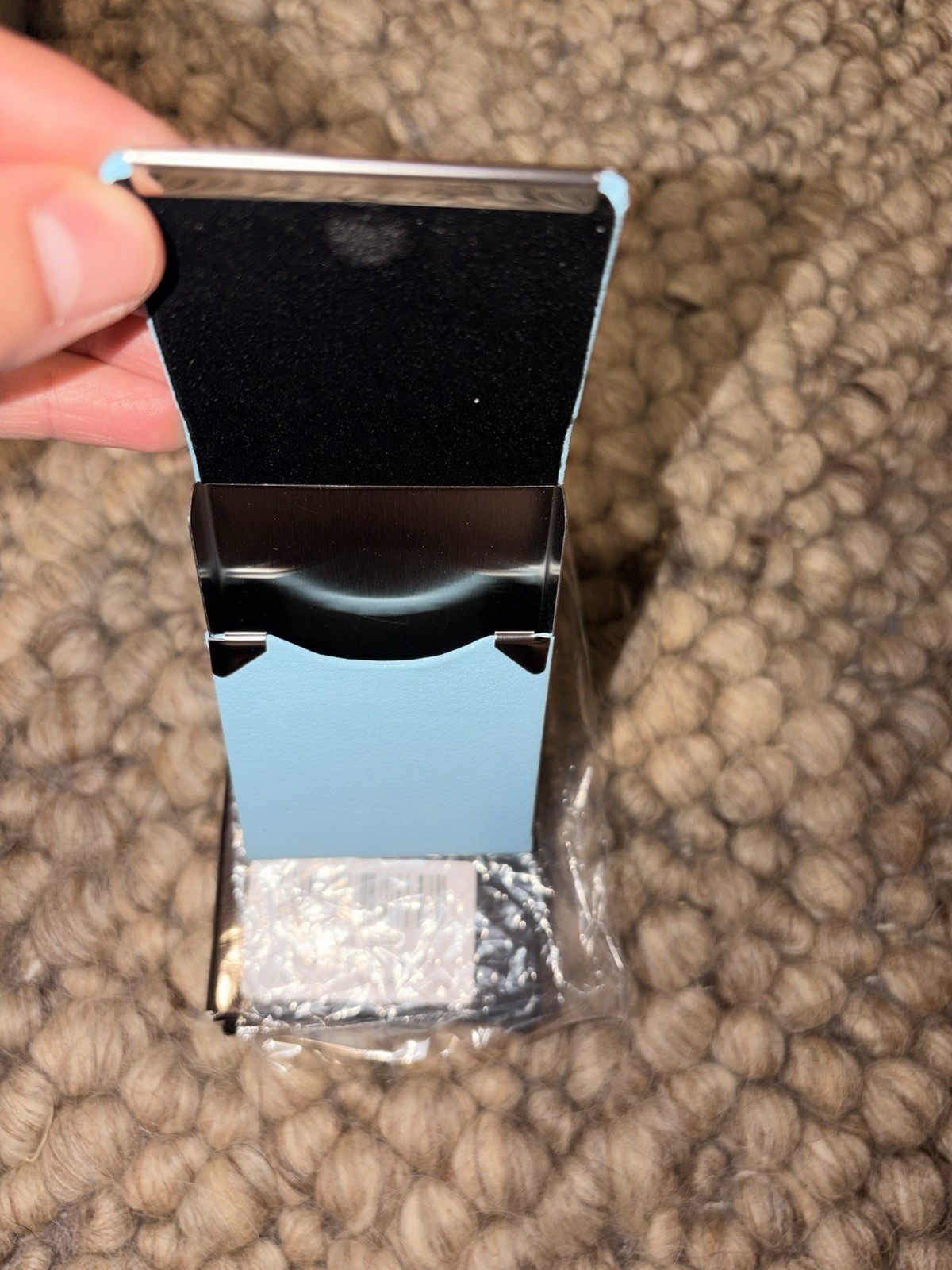 Business Card Holder with Ultra Slim Design Magnetic Close Light Blue Color