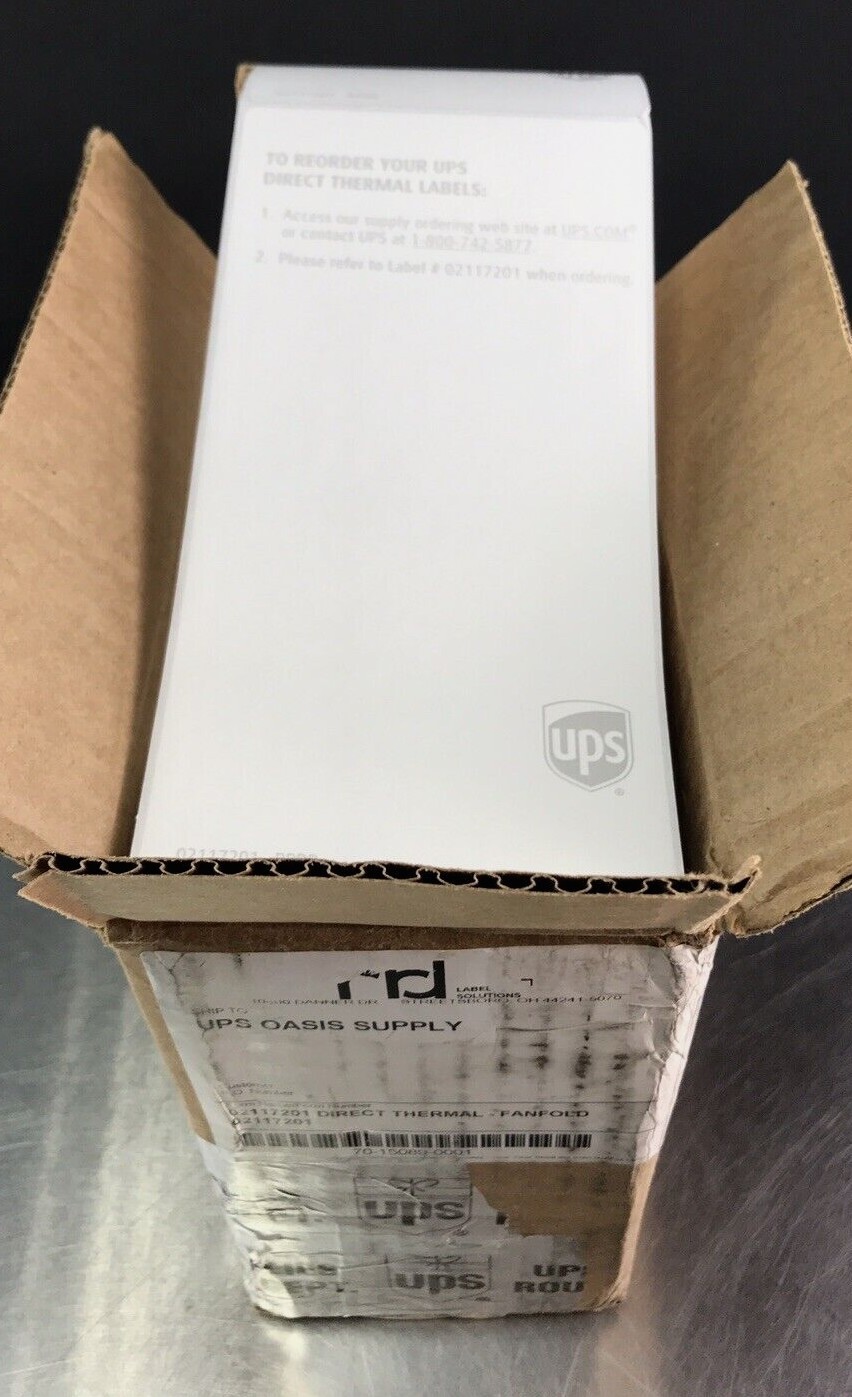 UPS Direct Thermal Fanfold Shipping Labels 1500 PC Sticker Zebra Compatible 4×8