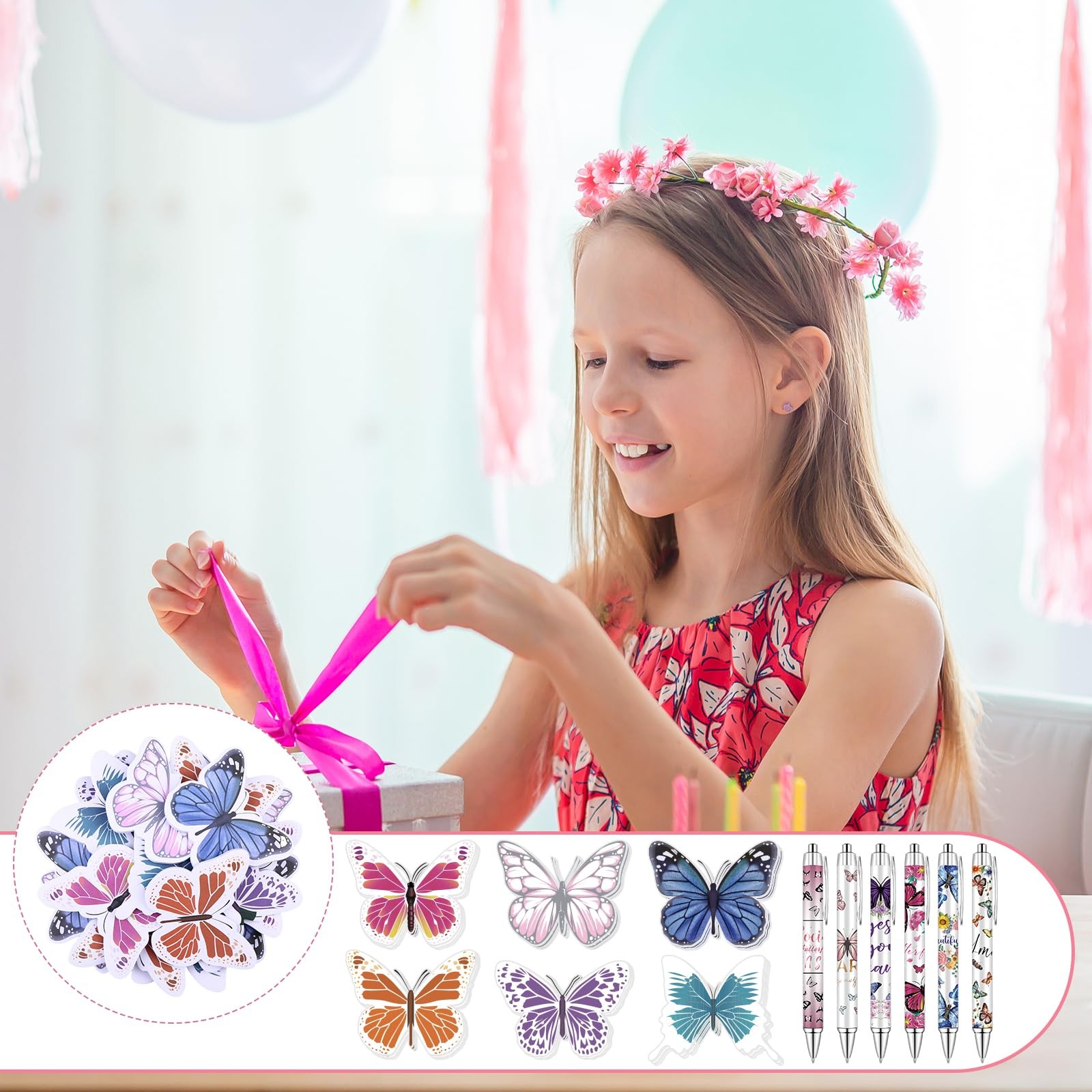 Ioffersuper 36 Sets Butterfly Sticky Approximately 2×3 inches, Multicolor