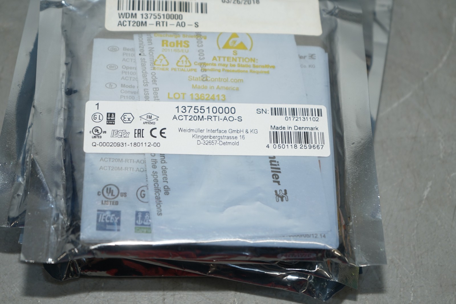 ^ Weidmüller ACT20M-RTI-AO-S Signal Isolator/Transmitter 1375510000 #X5193