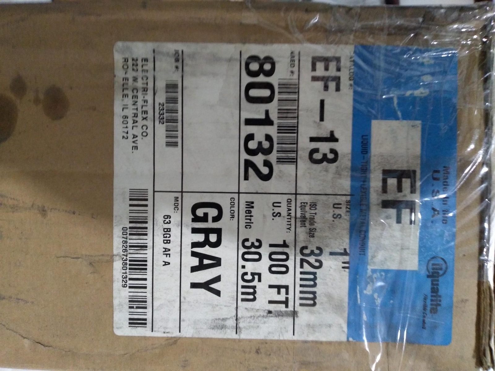 LIQUATItE EF-13 1″ 32MM 100FT 30.5M GRAY 80132