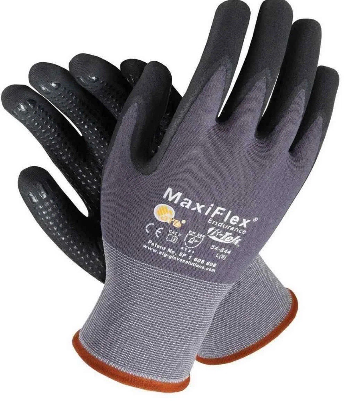 34-844 MaxiFlex Nitrile Grip Foam Dotted Palm Coated PROTECTIVE WORK GLOVES (L)