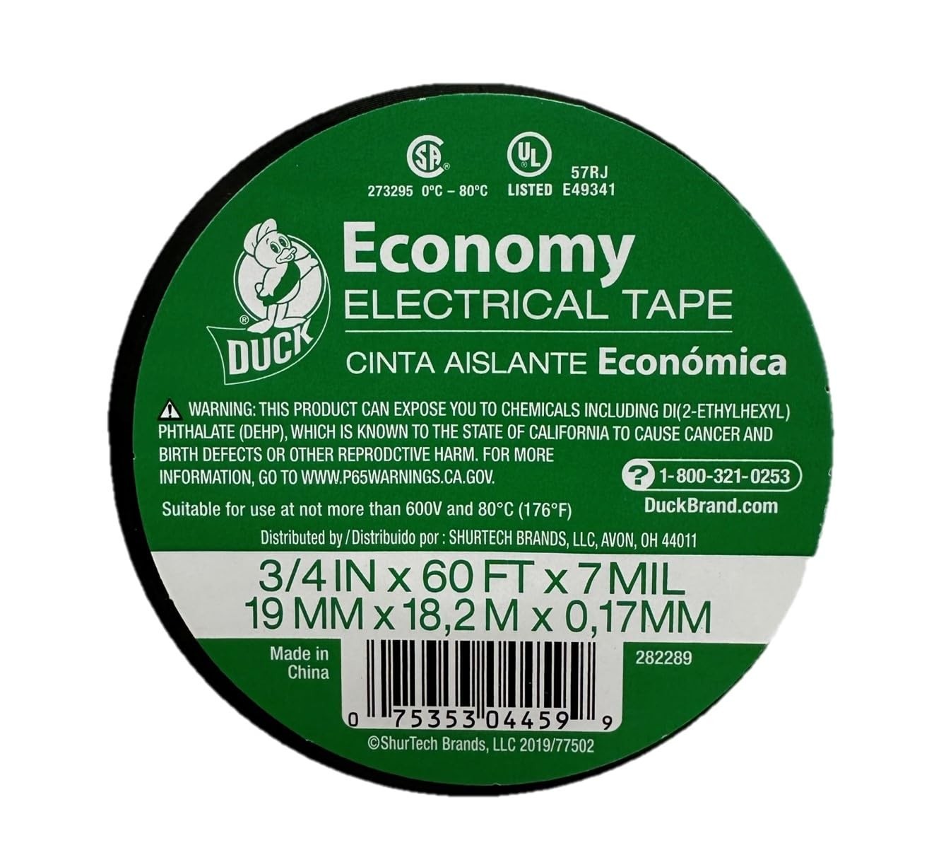 Duck Brand Economy Electrical Tape, 60 Foot (Pack of 1), Black (Auto)