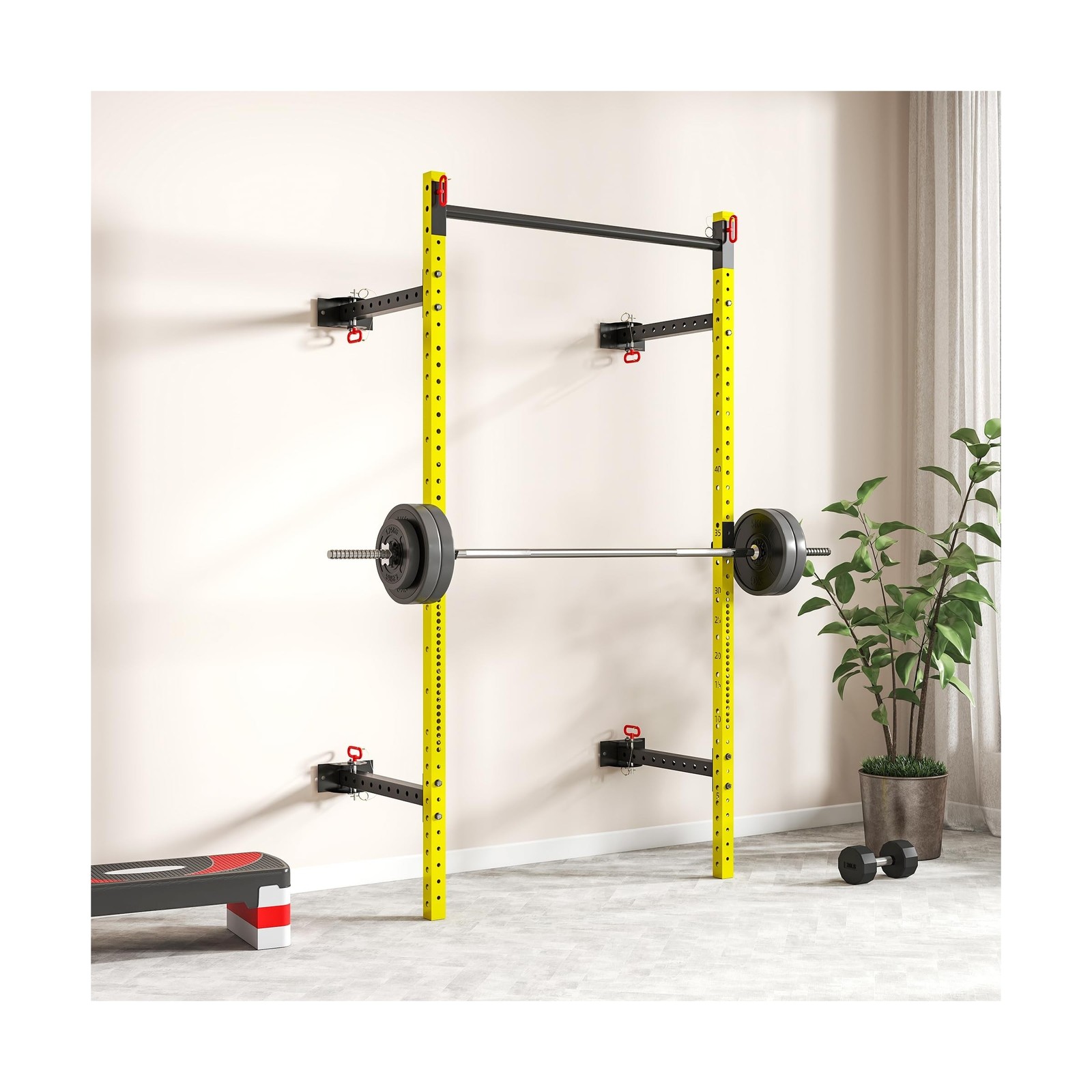 Soozier Folding Squat Rack with Adjustable Pull-Up Bar, 1000 Pounds Capacity …