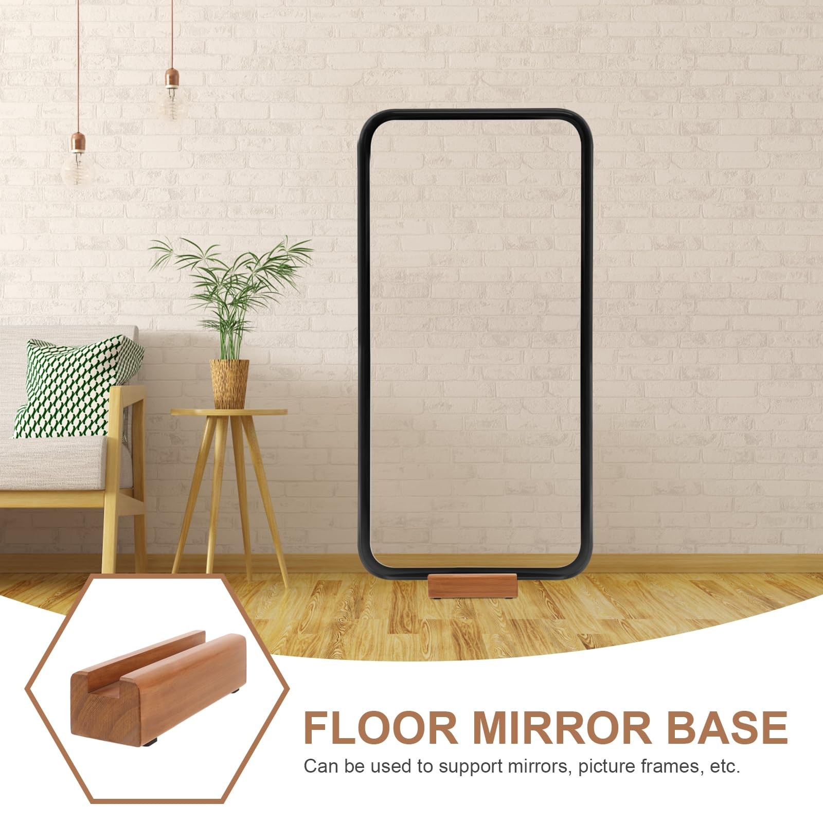 2 PCS Wooden Floor Mirror Stand Full Length Base Stable 9.84×3.14×5.11 Inch